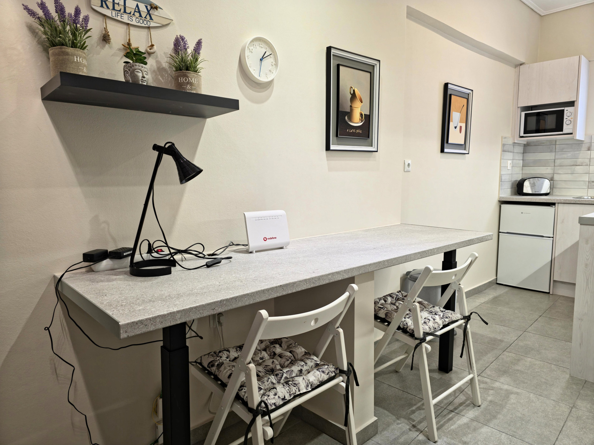 Kitchen table that doubles as a work desk