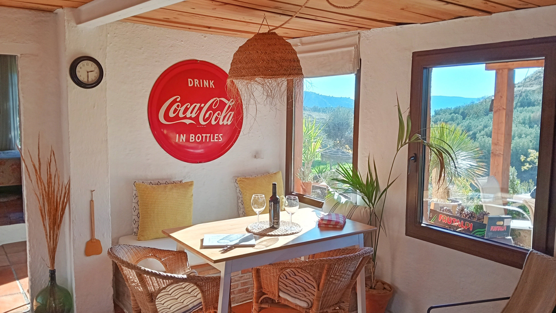 Cozy dining area with mountain view