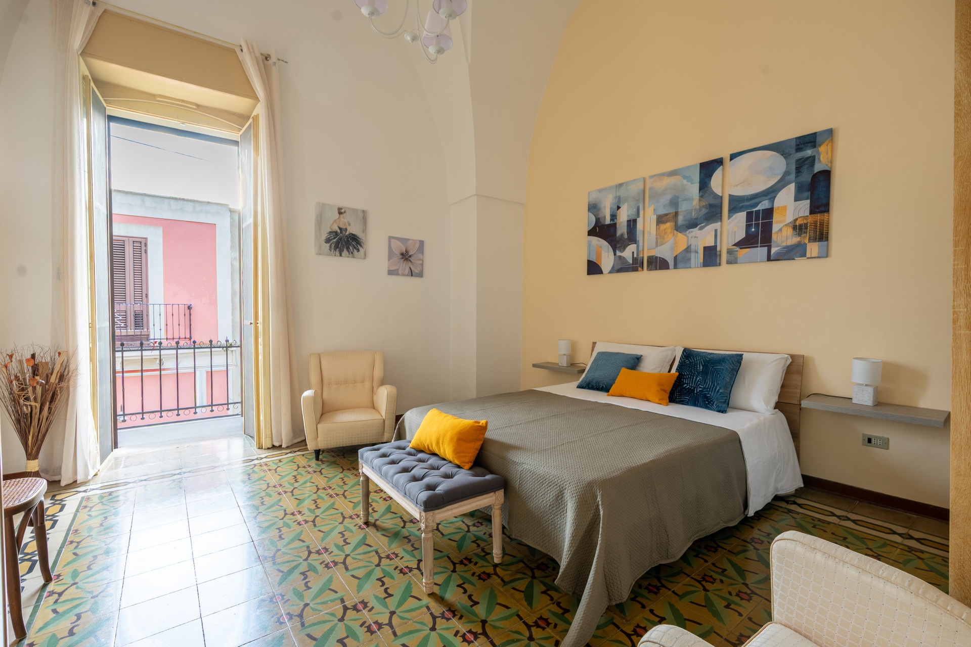 Bright bedroom with balcony view