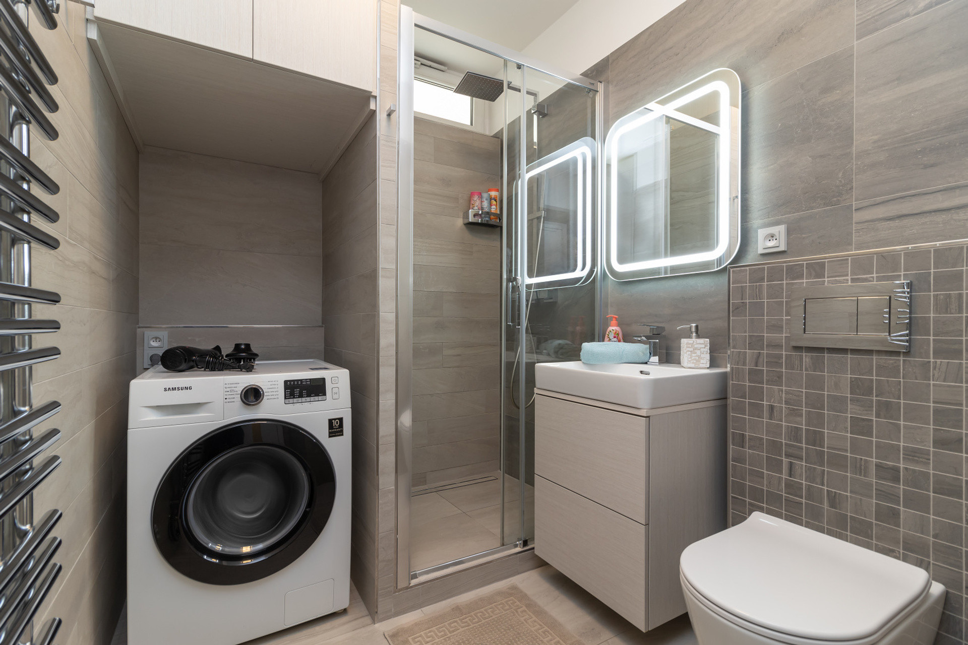 Modern bathroom with shower and toilet