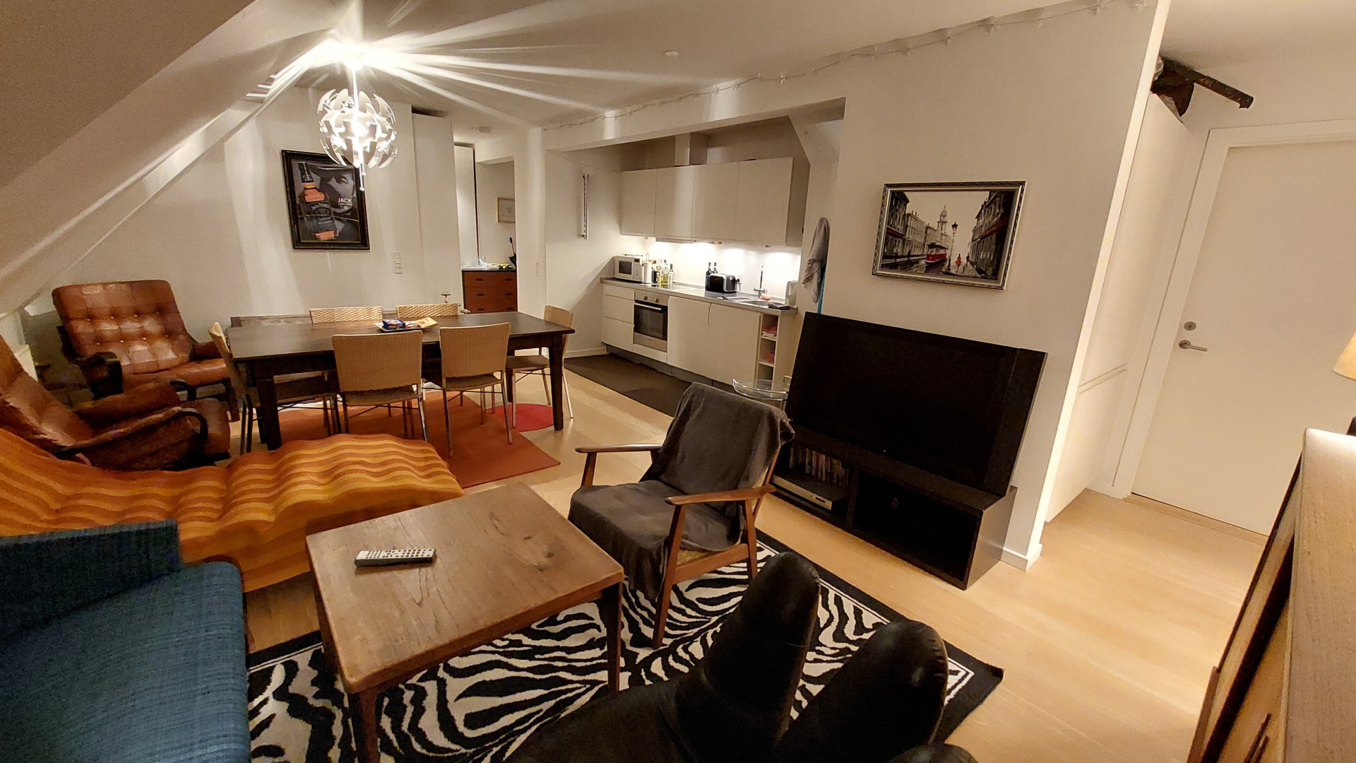 Living room with dining table