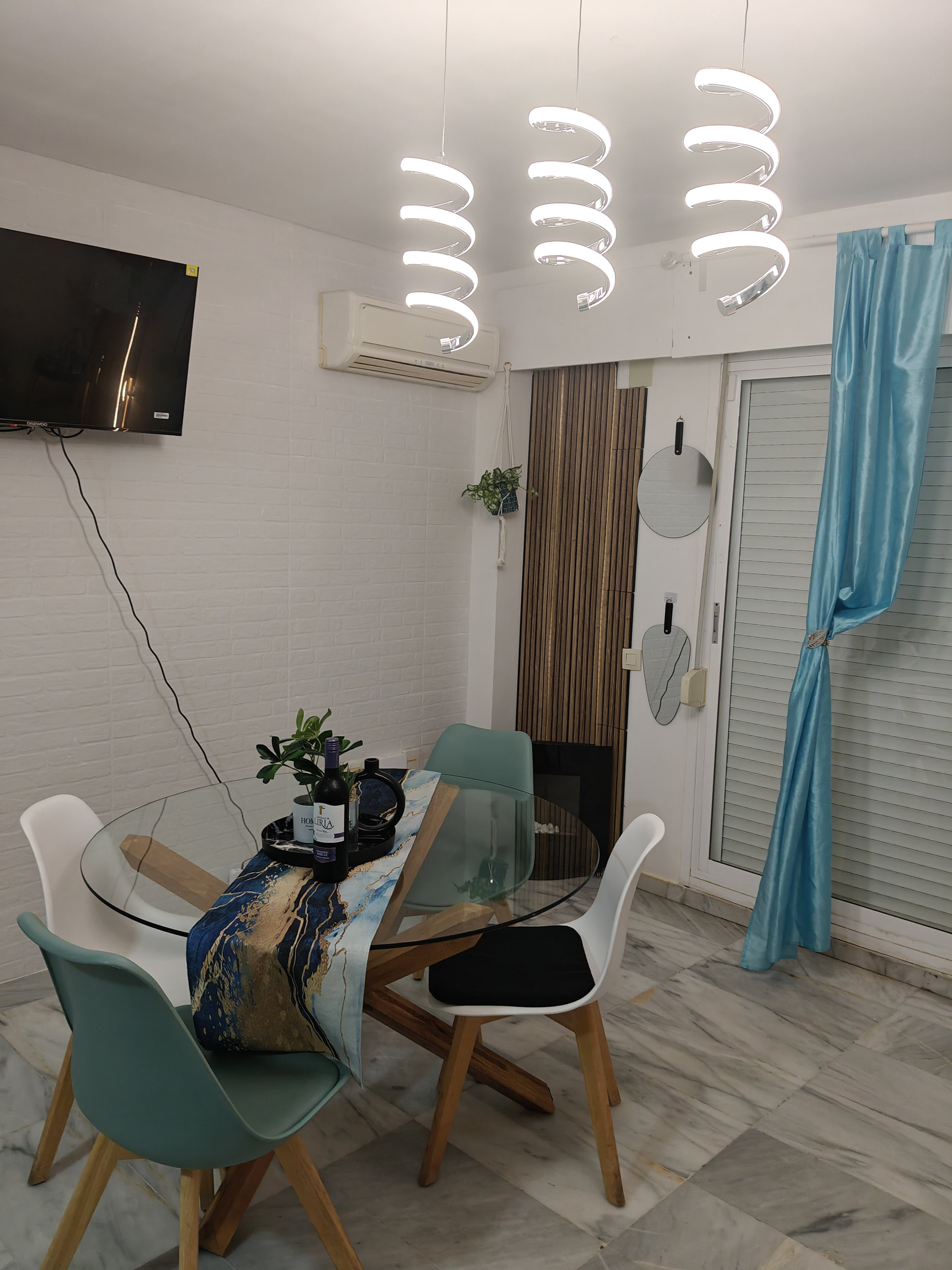 Dining area with glass table