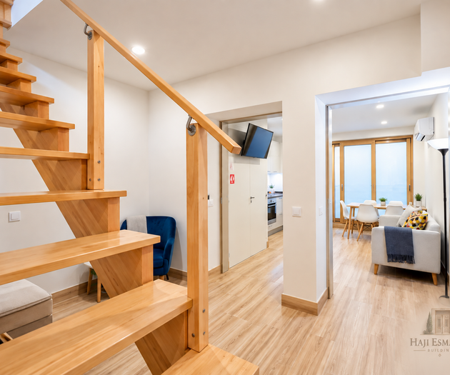 Hallway, stairs and living room