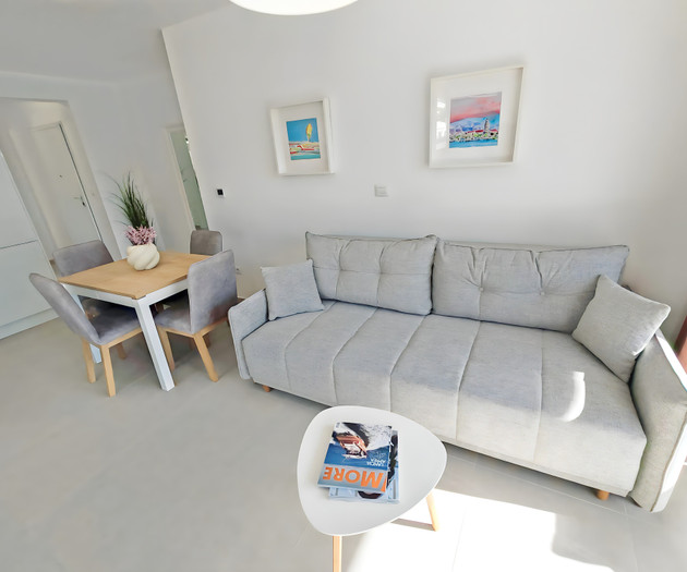 Living room with dining area view