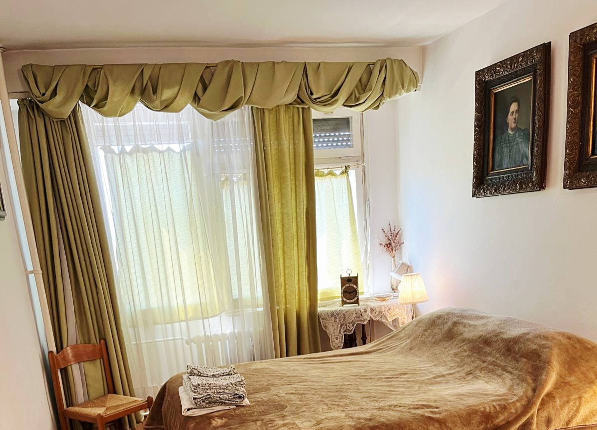 Spacious bedroom with queen bed