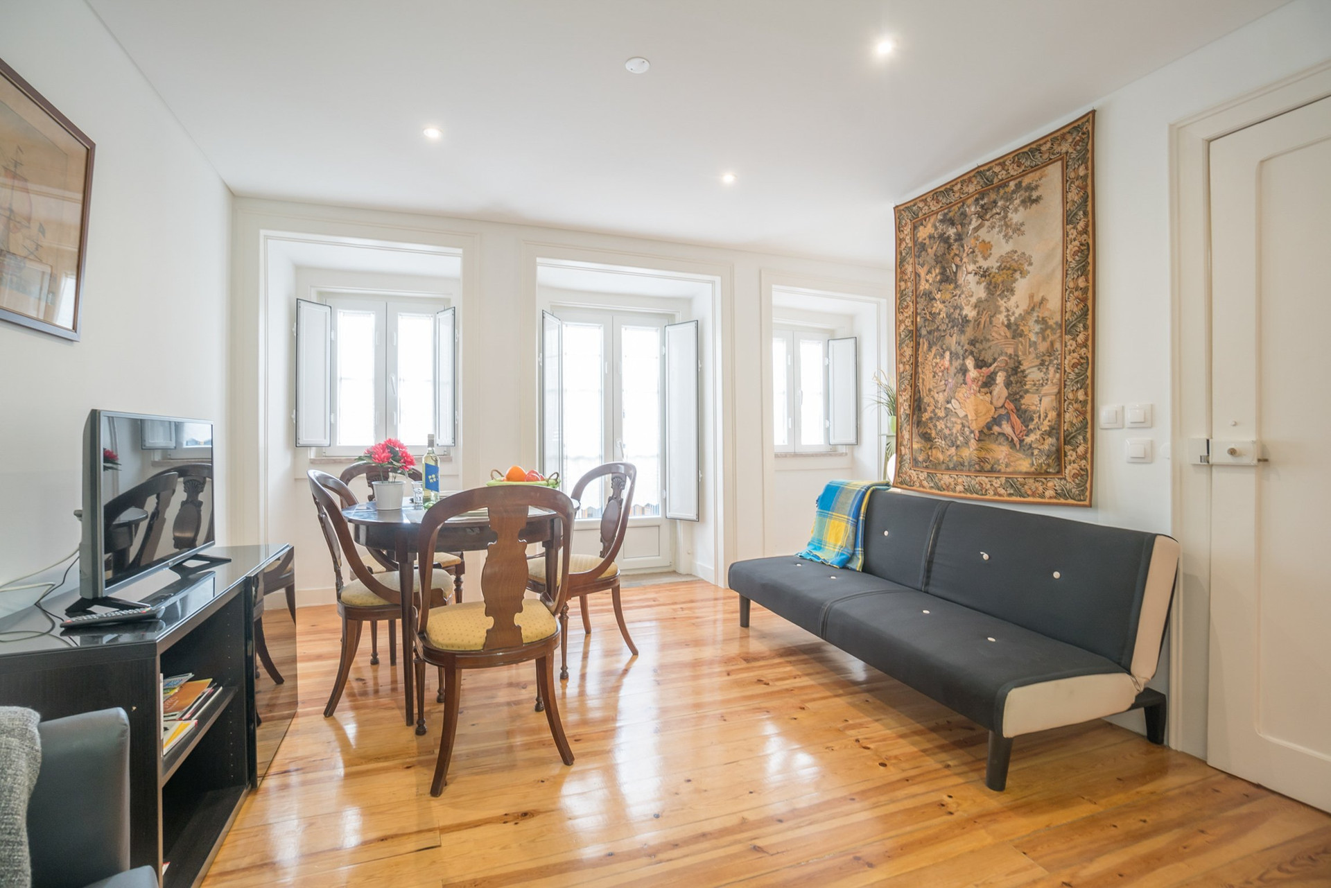 Living room with sofa and dining