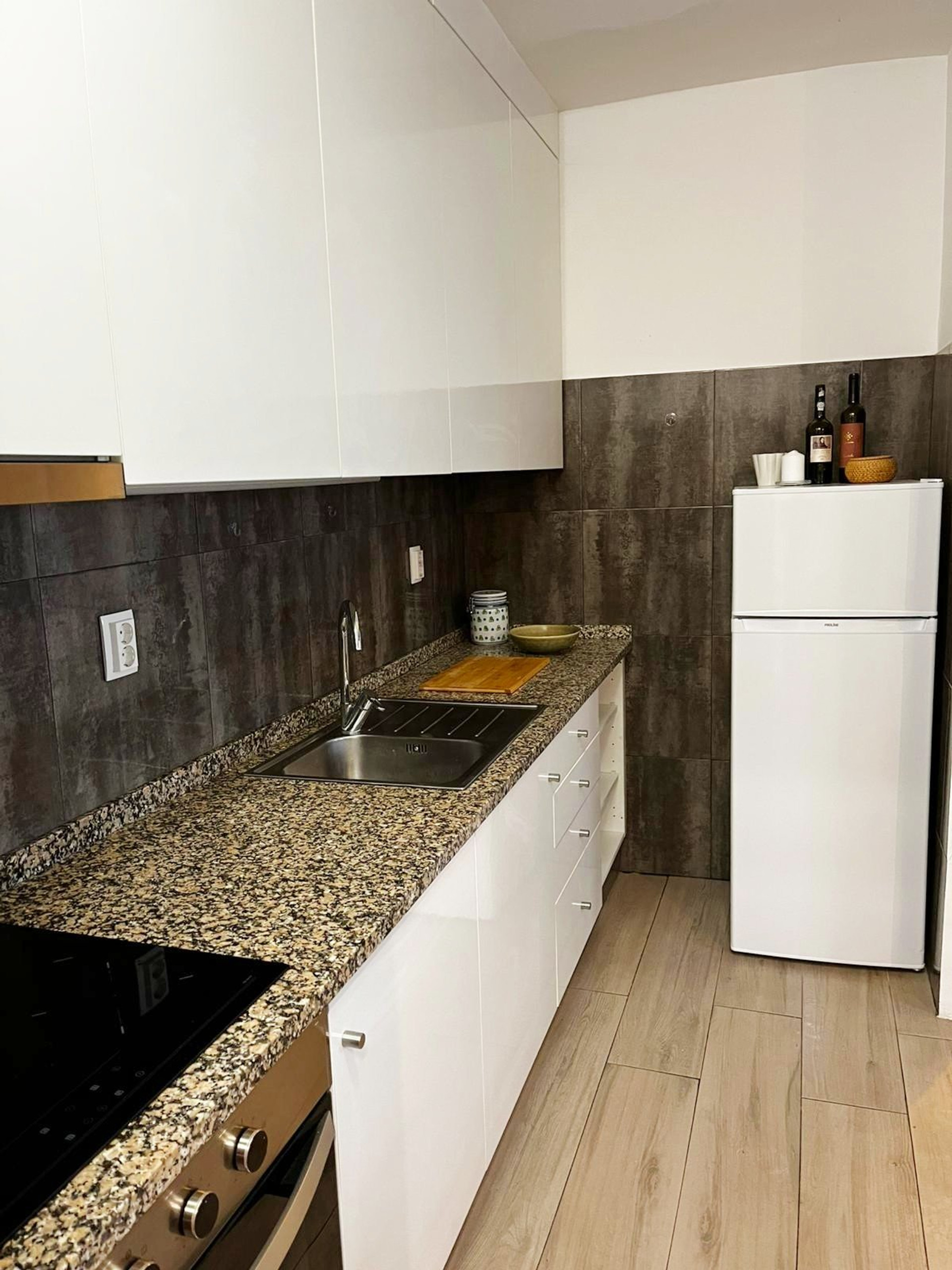 Kitchen sink and refrigerator detail