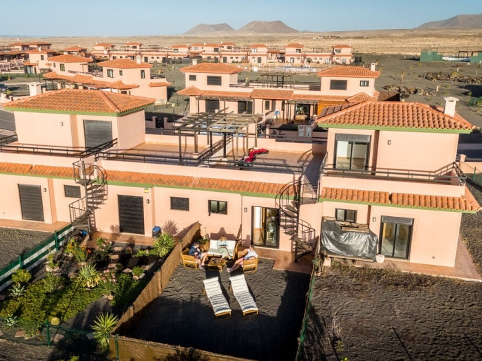 Aerial view of villa complex