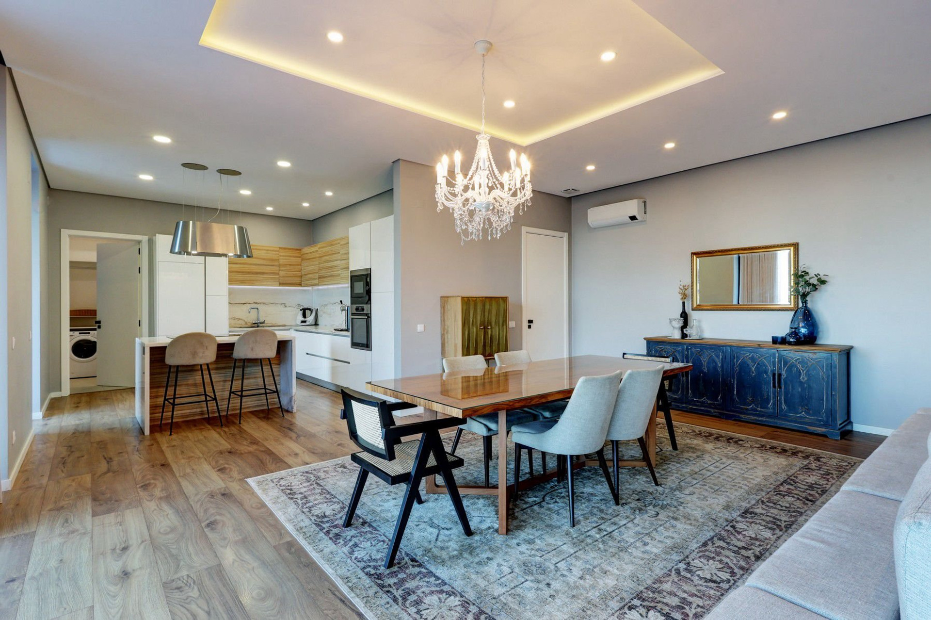 Dining area with modern kitchen