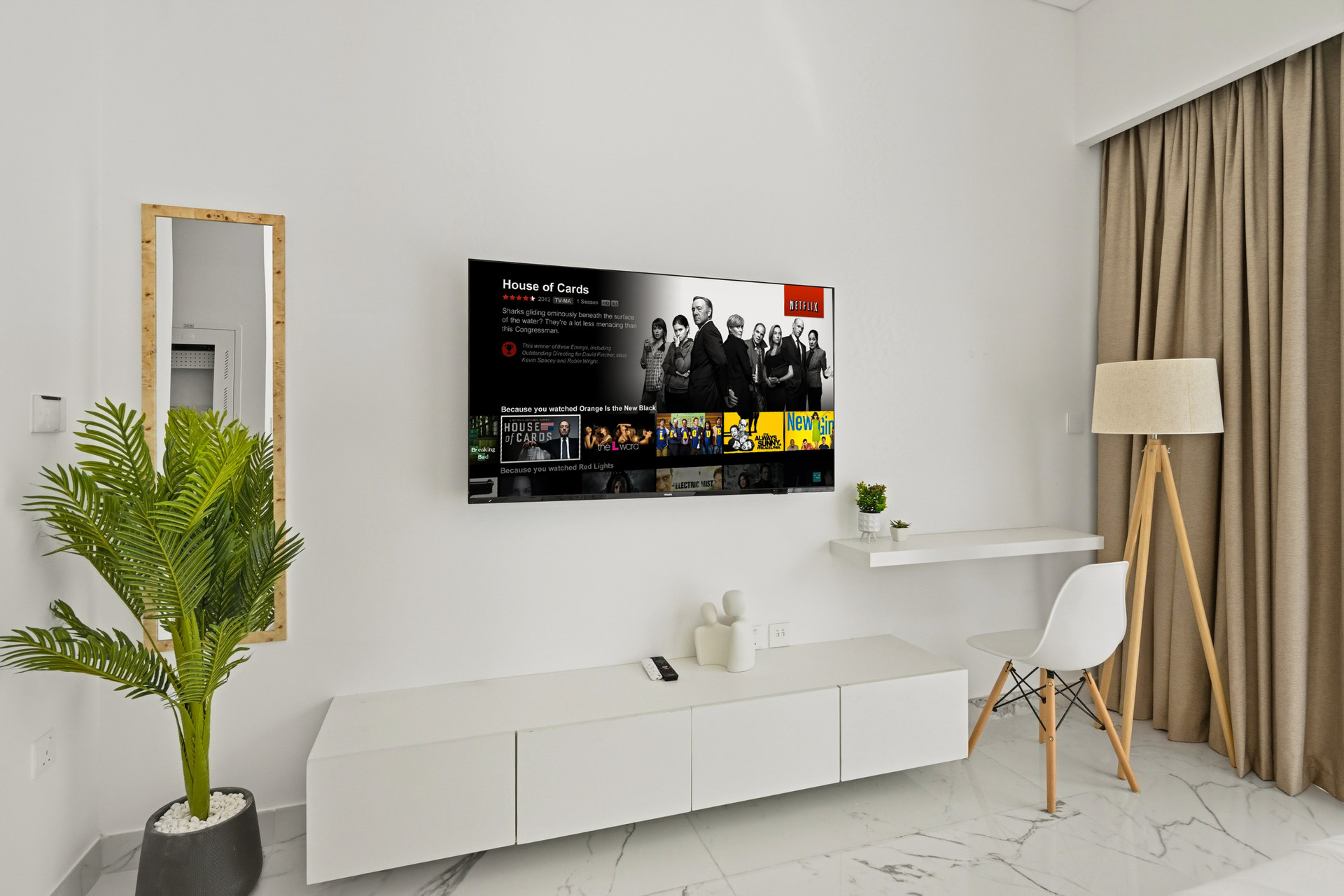 Living area with TV console
