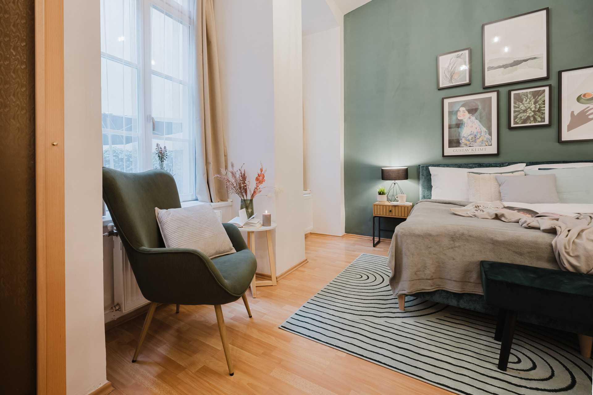 Bedroom with armchair and window