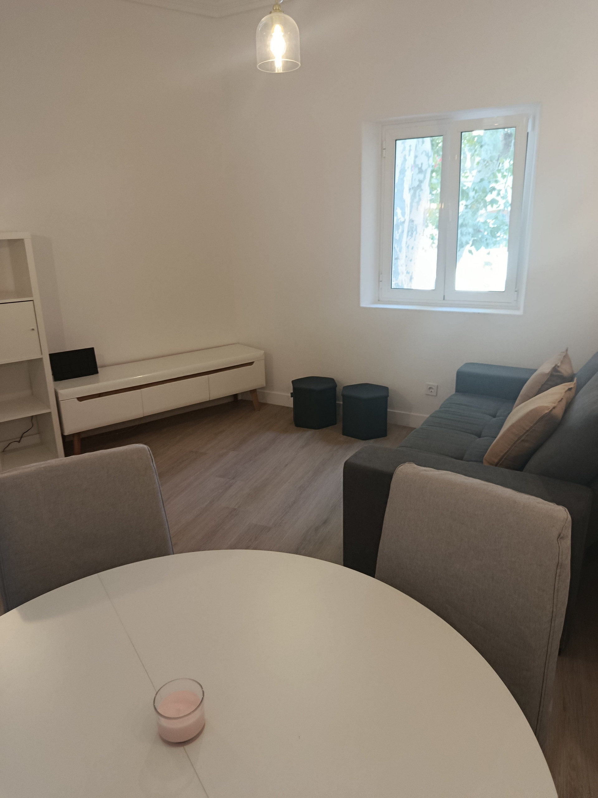 Living room seating and dining table