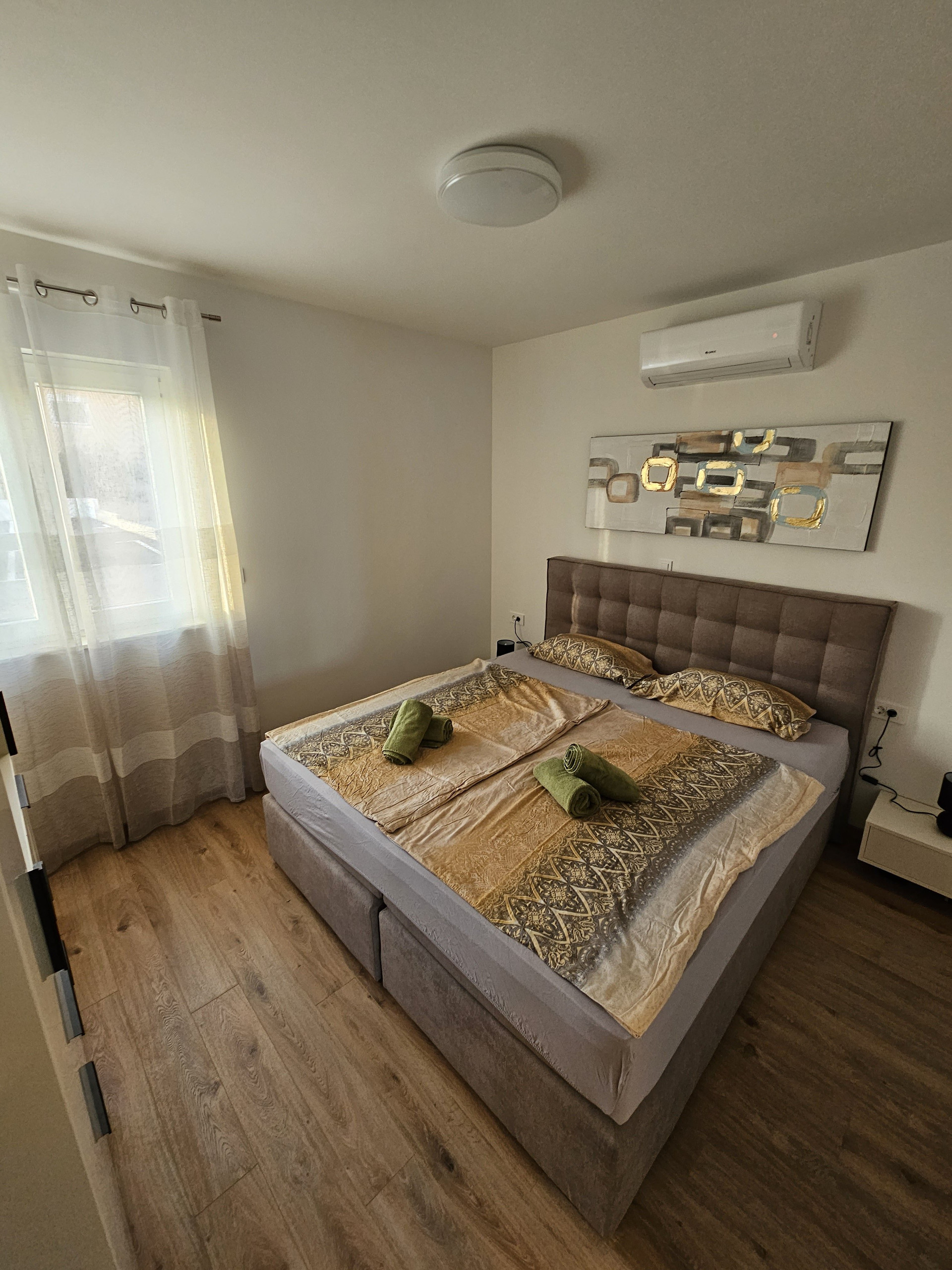 Comfortable bedroom with double bed