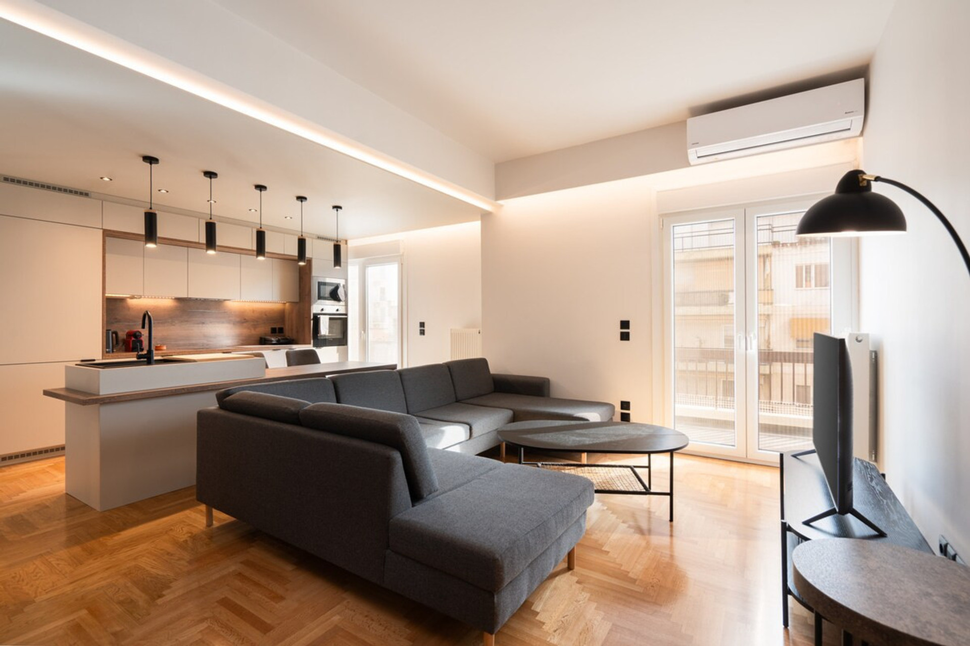 Make yourself comfortable in this spacious living room.