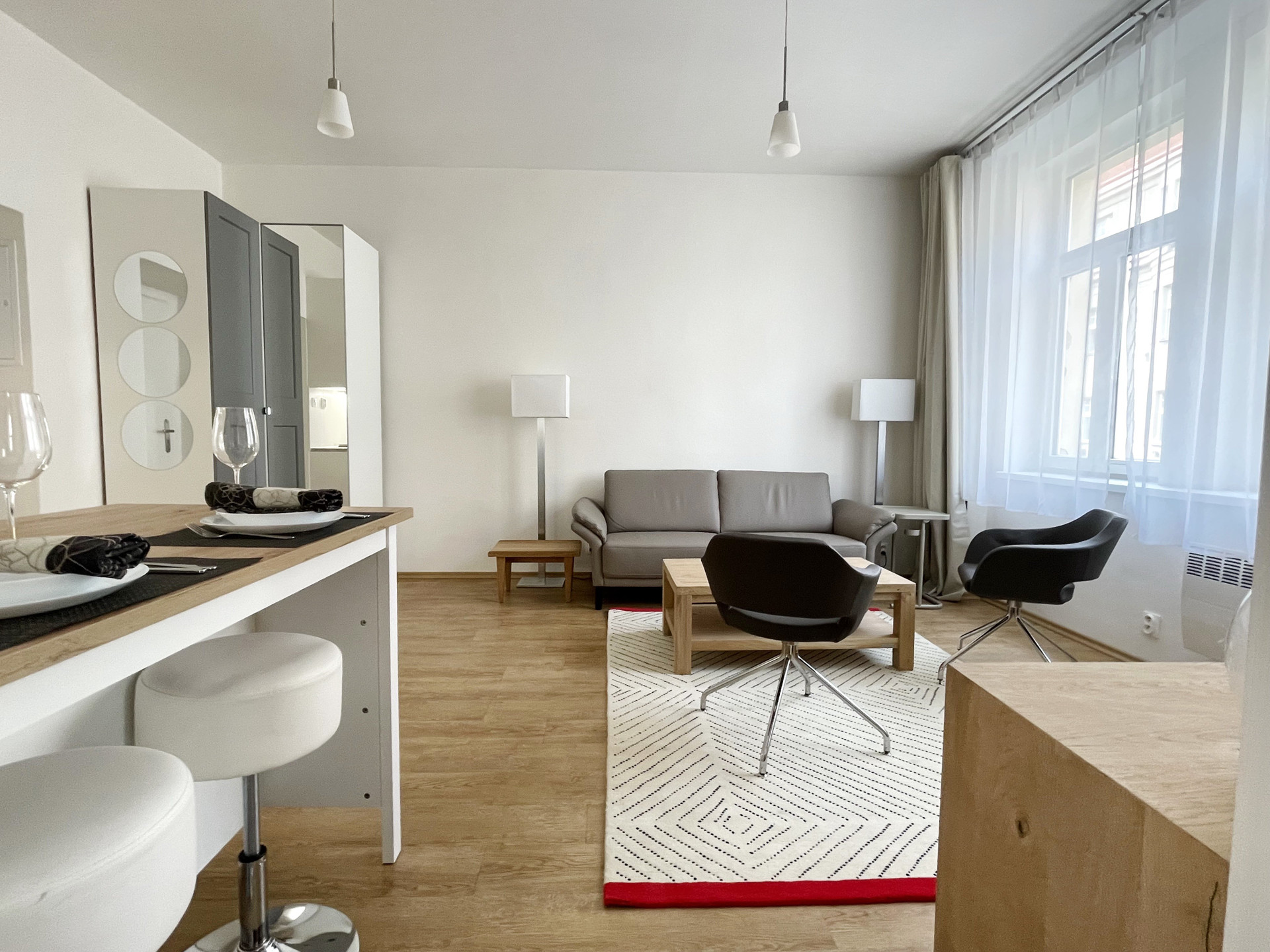Open living and dining area