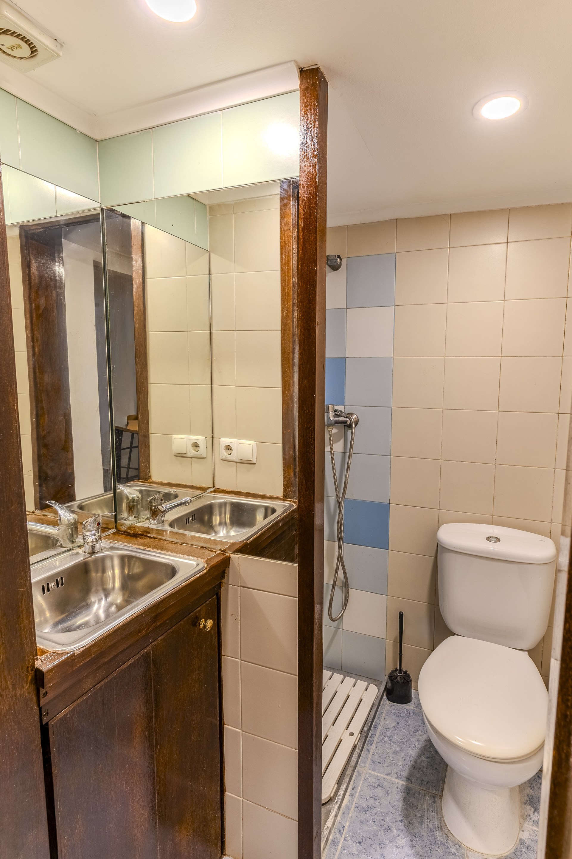 Bathroom with sink and shower
