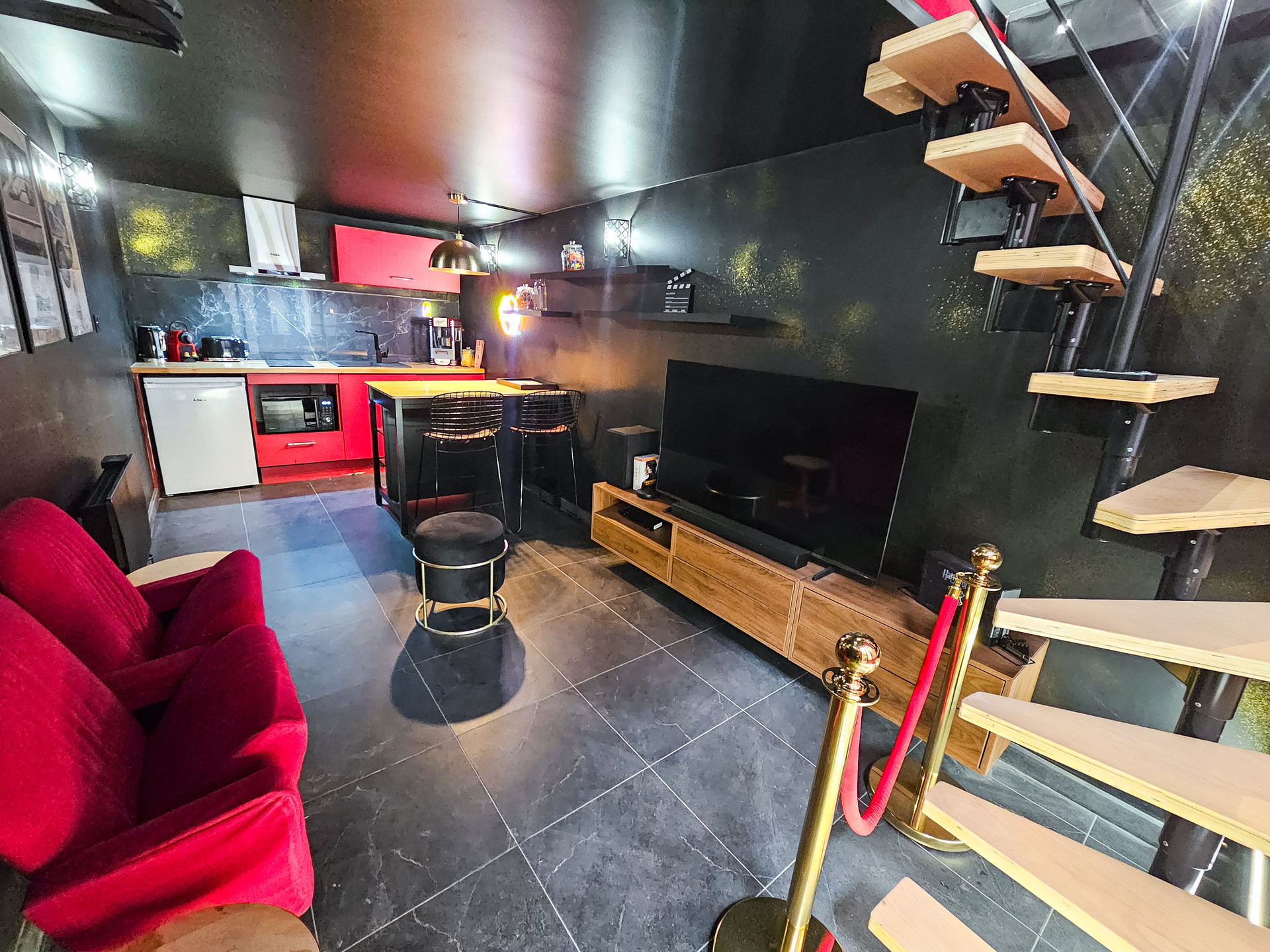 Living area and staircase