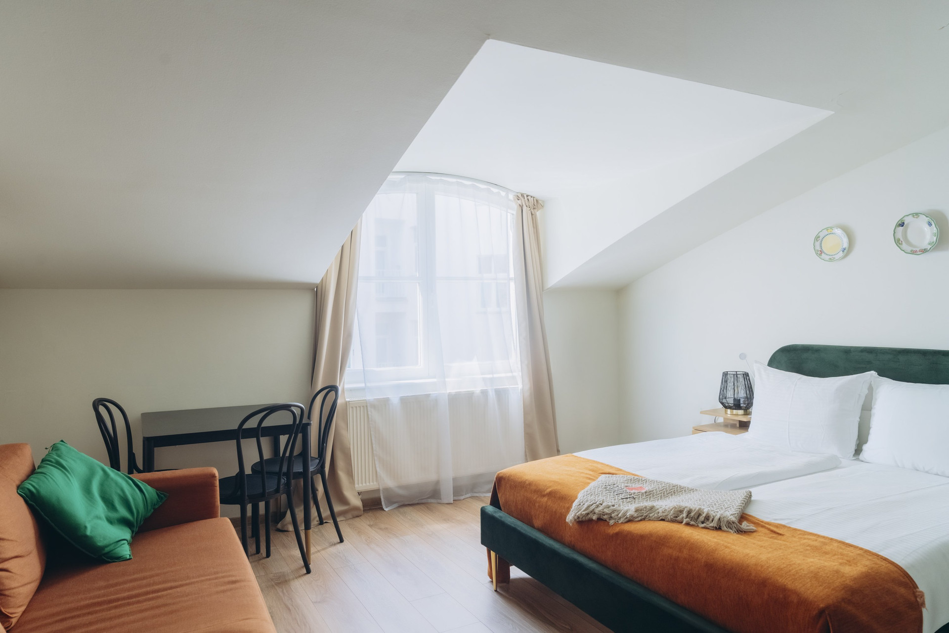 Bedroom seating area with sofa