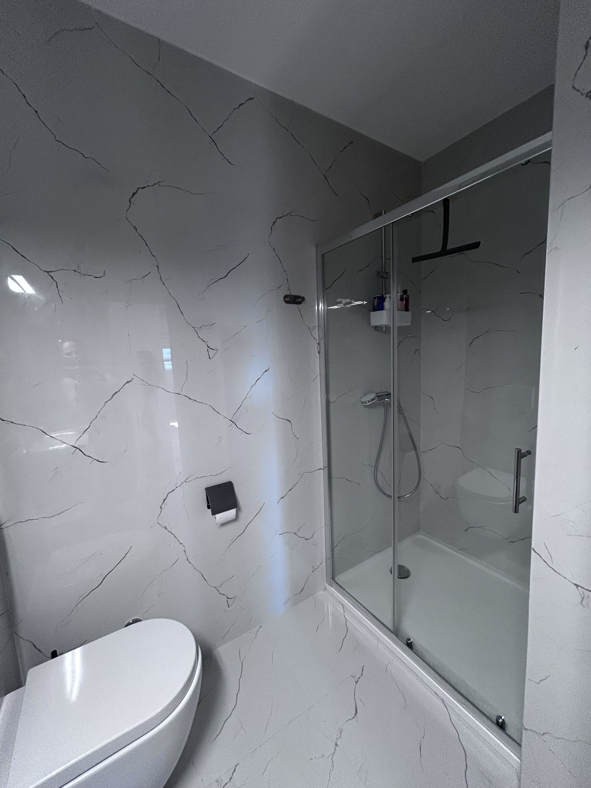 Bathroom with glass shower
