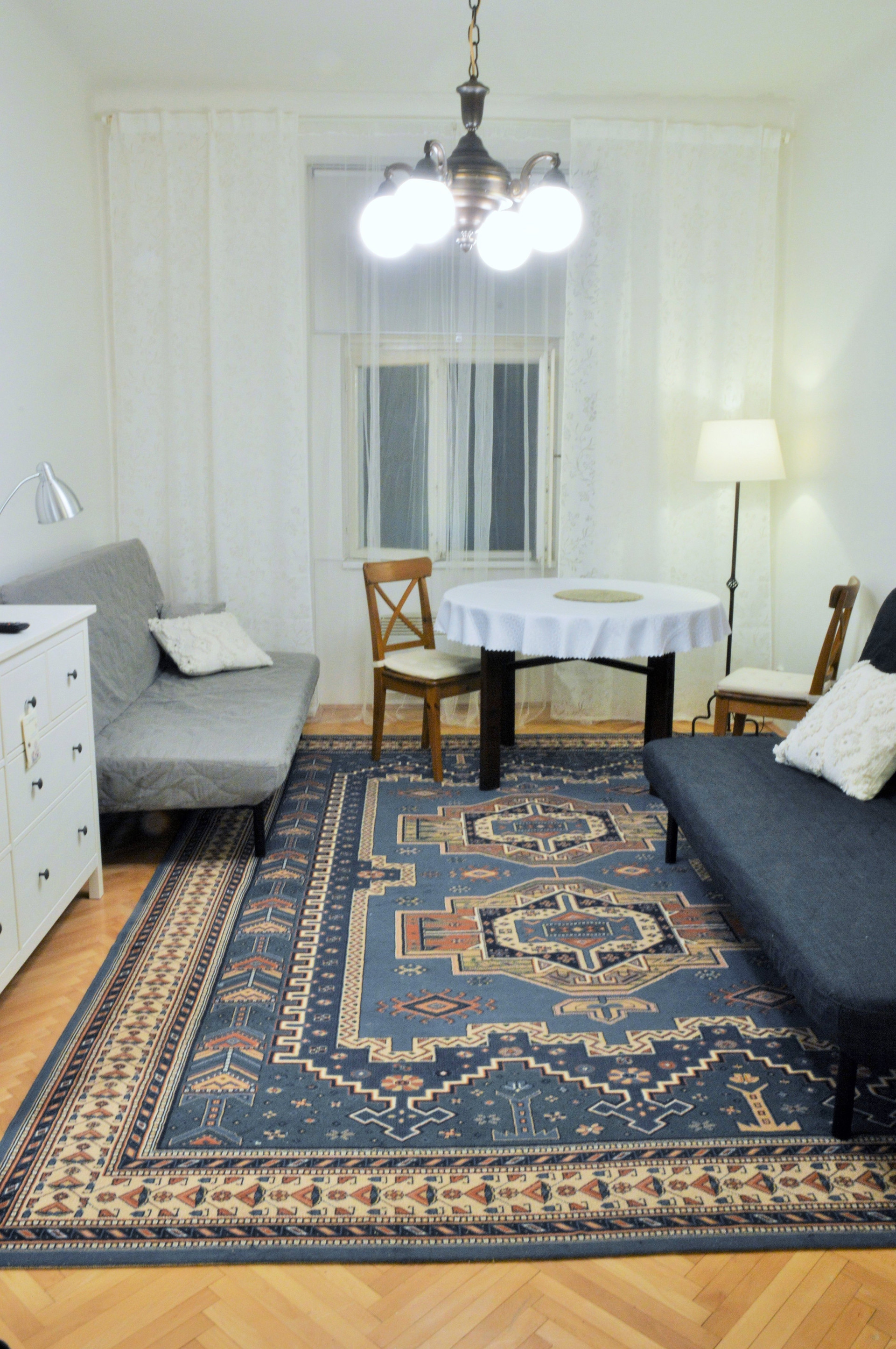 Living room with dining table