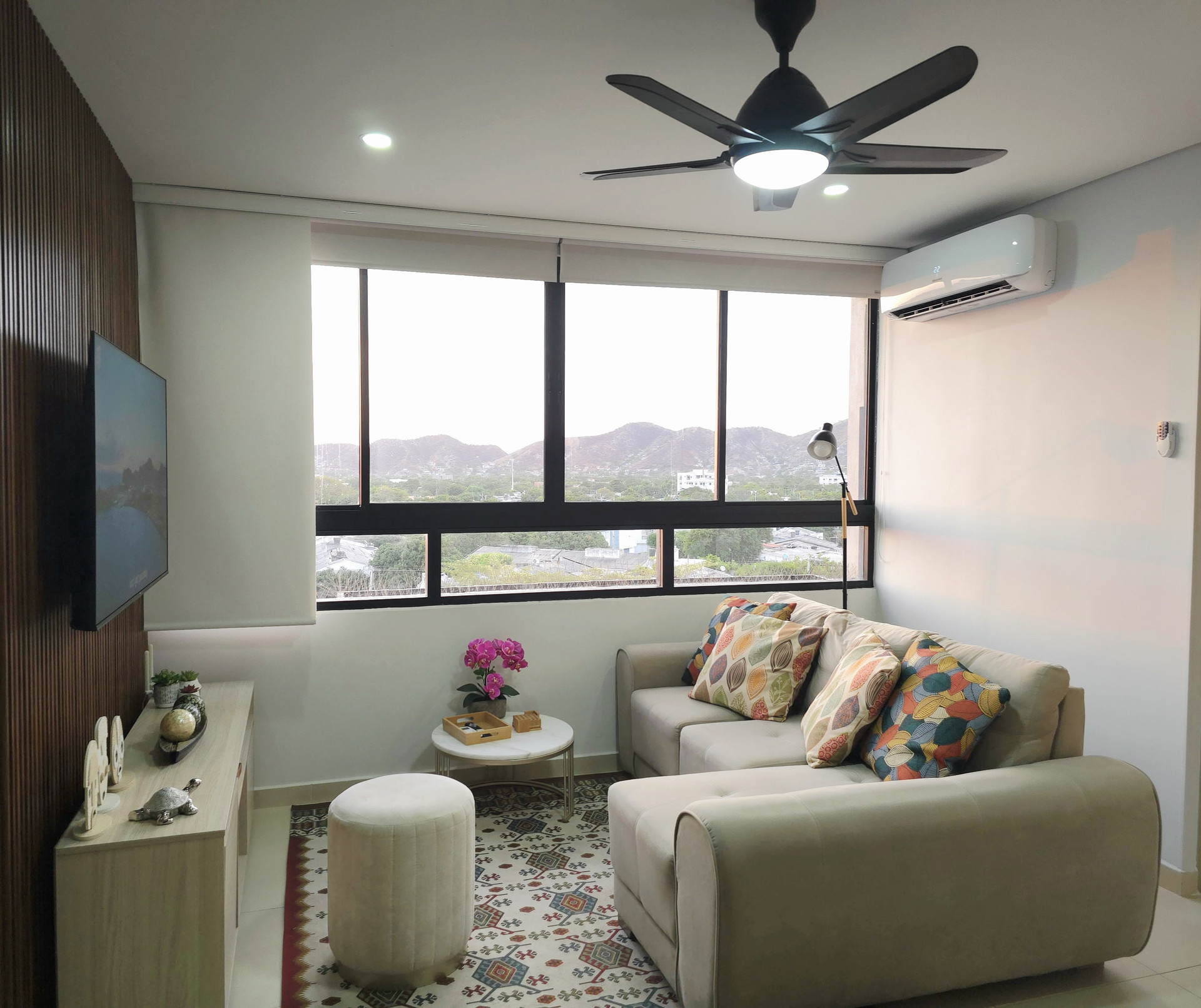 Living room with mountain view sofa