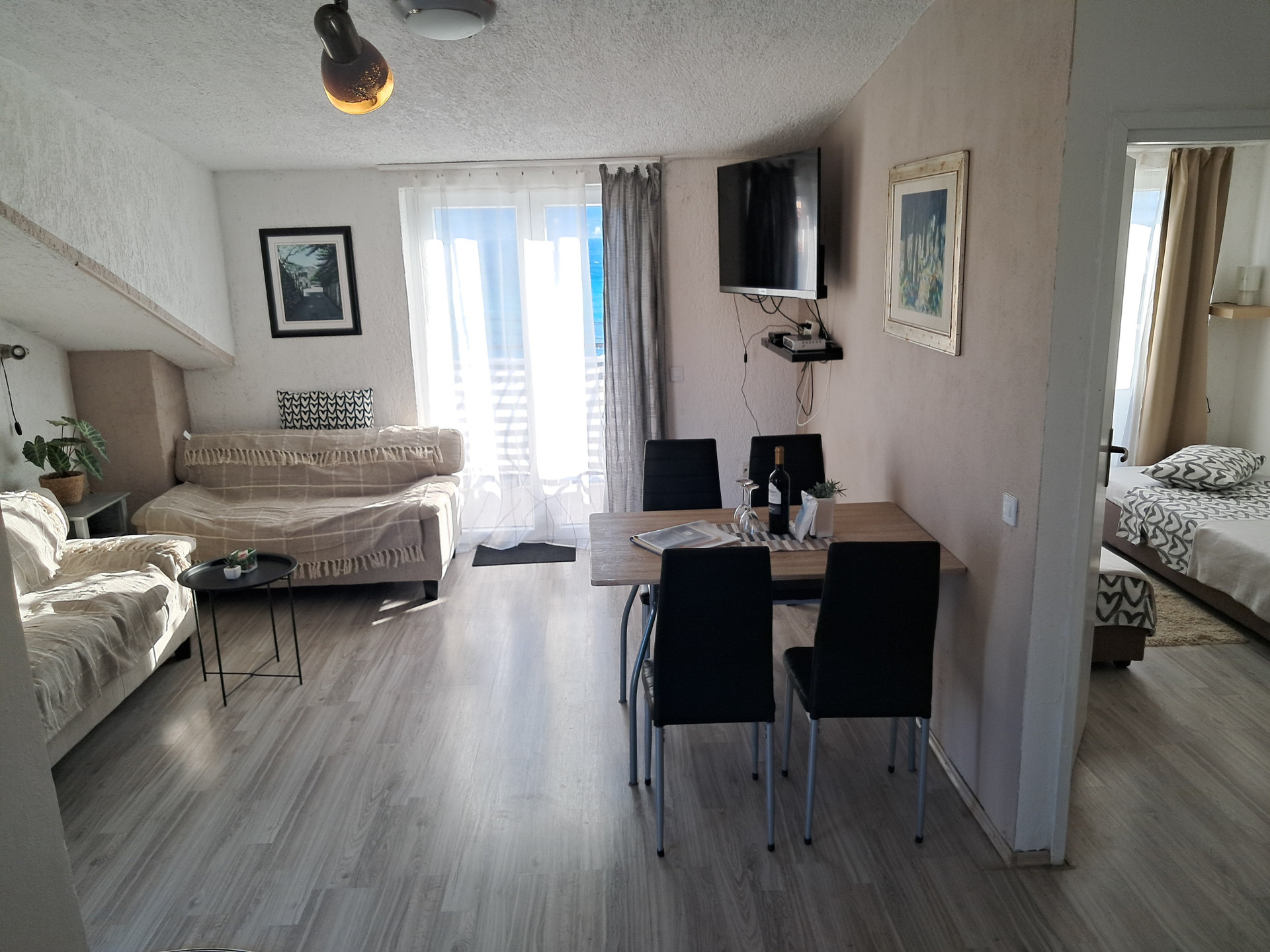 Living room with dining table