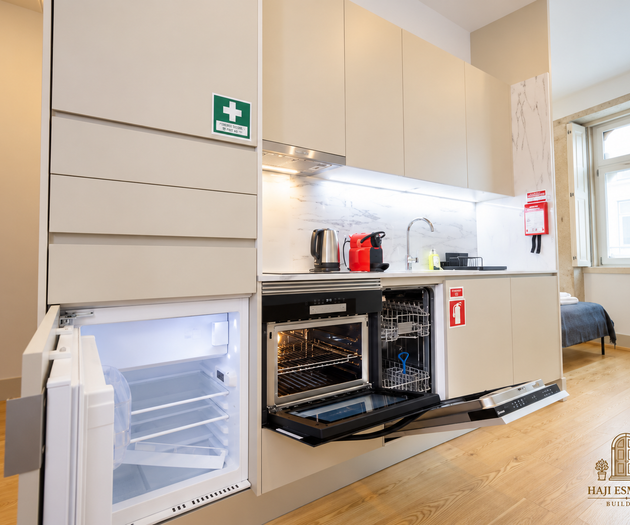 Kitchen with open appliances