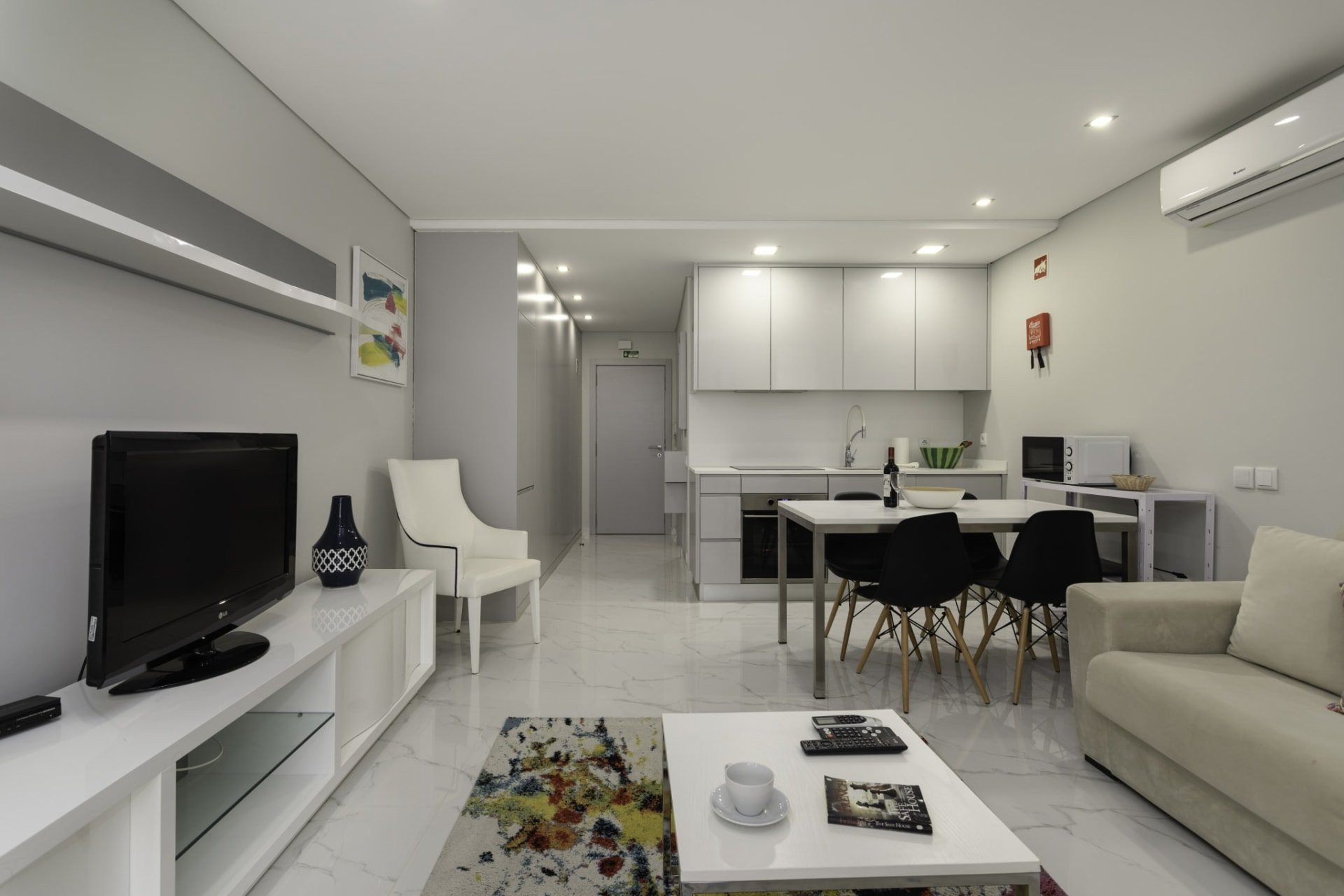 Open living, dining and kitchen space
