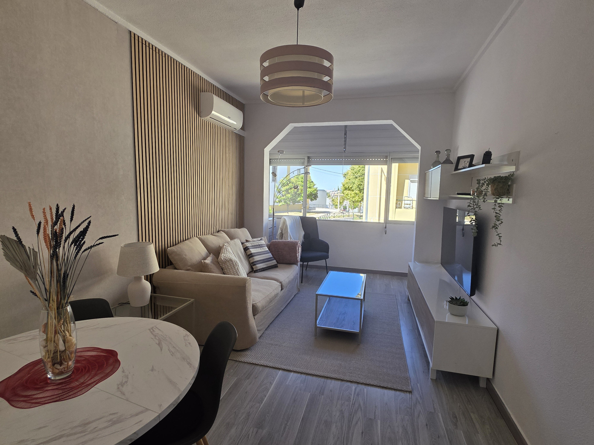 Living room with dining table
