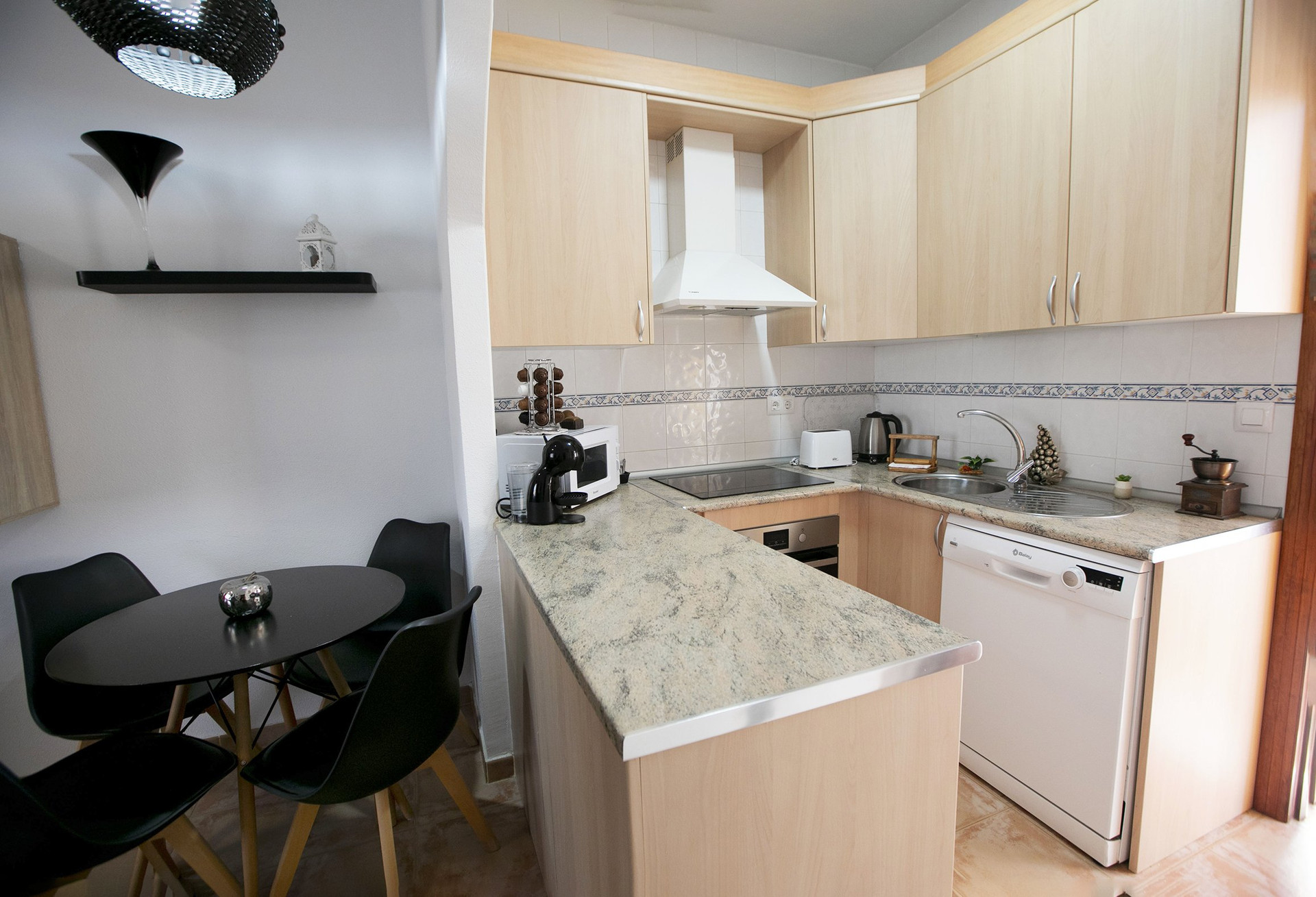 Modern kitchen with granite counters