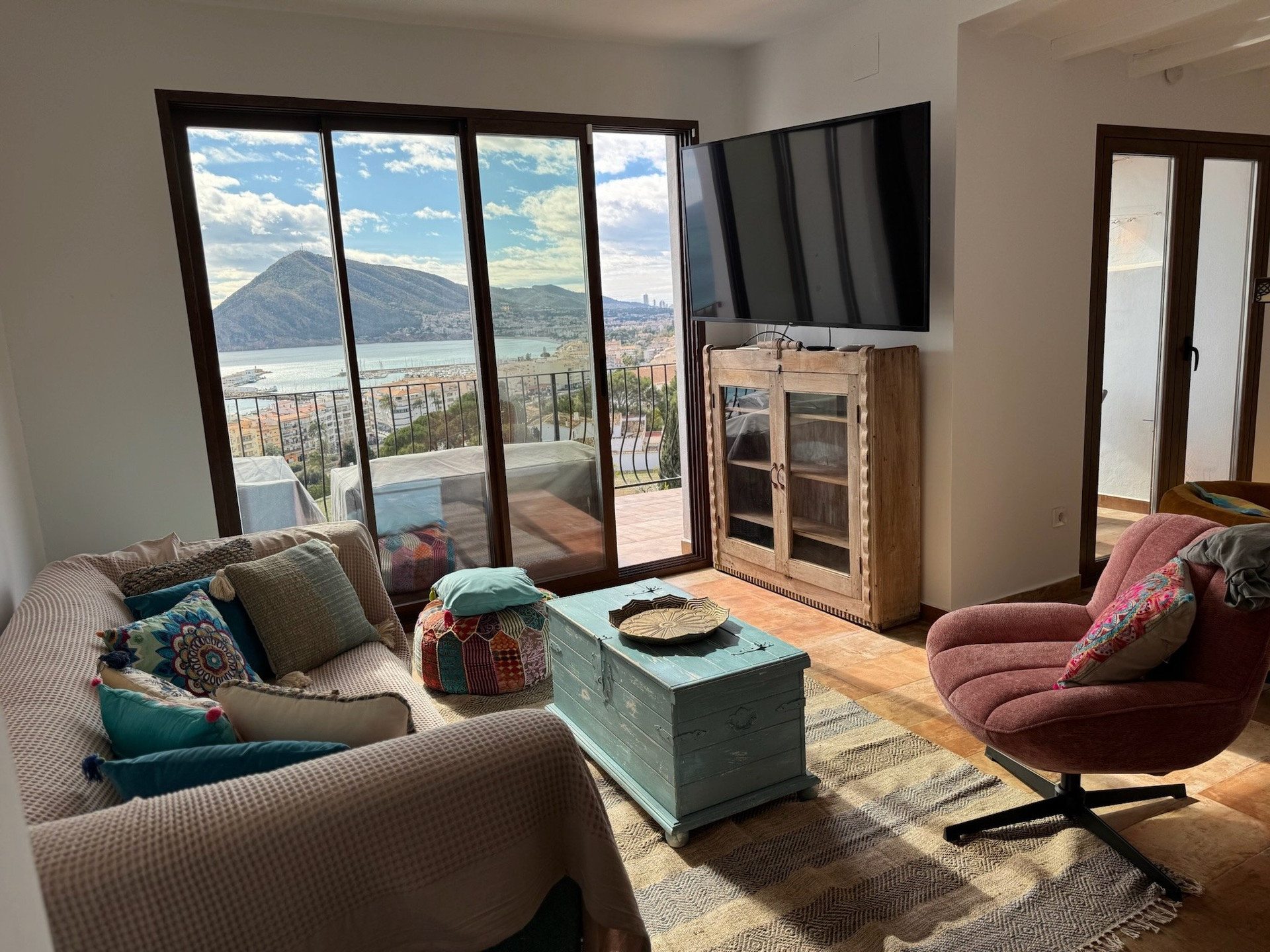 Bright living room panoramic sea view