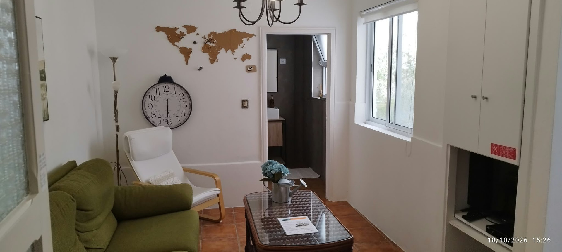 Living room with world map