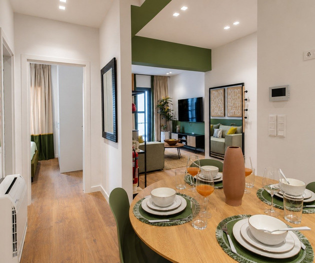 Dining area with hallway view