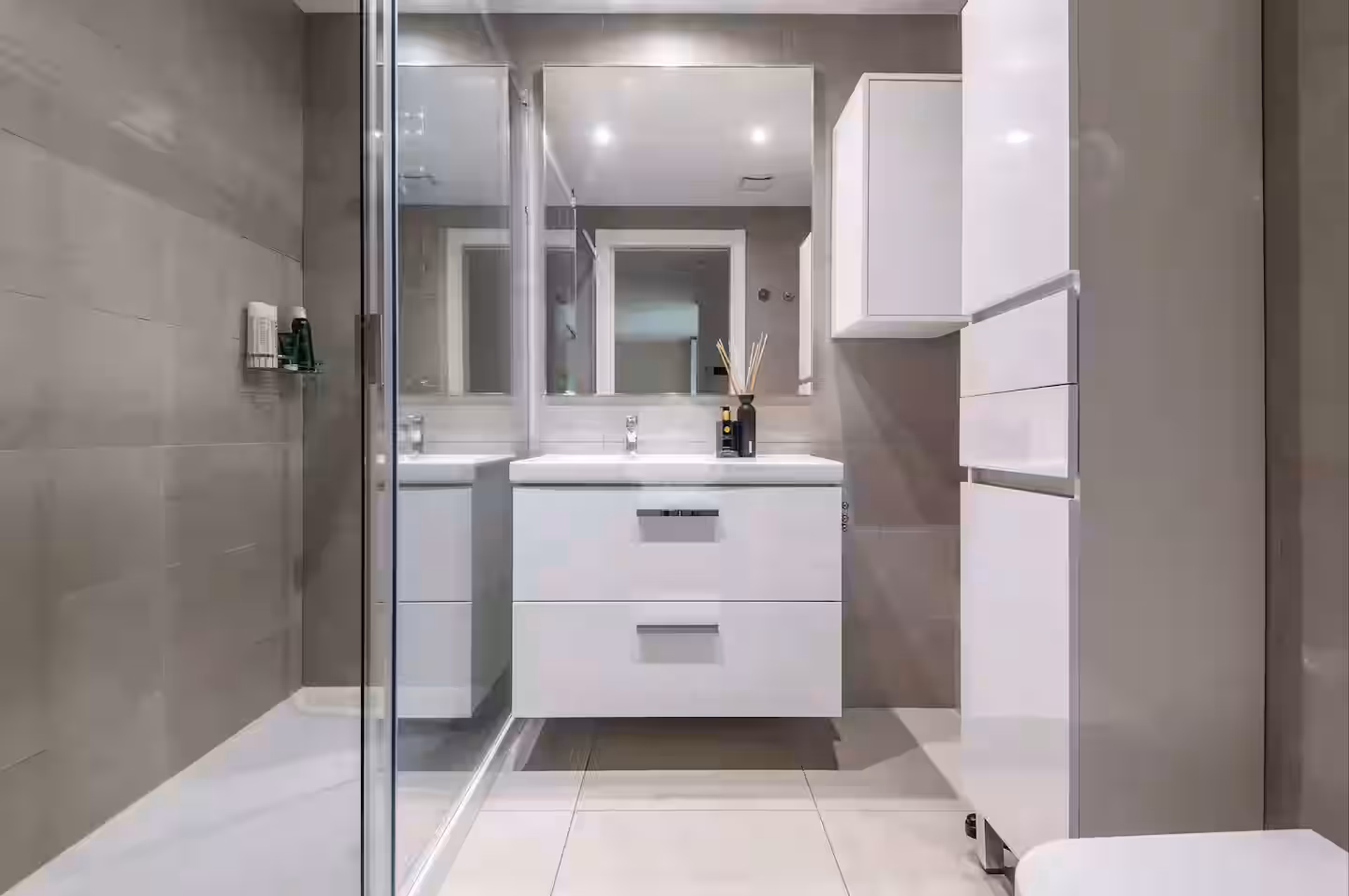 Modern bathroom with double vanity