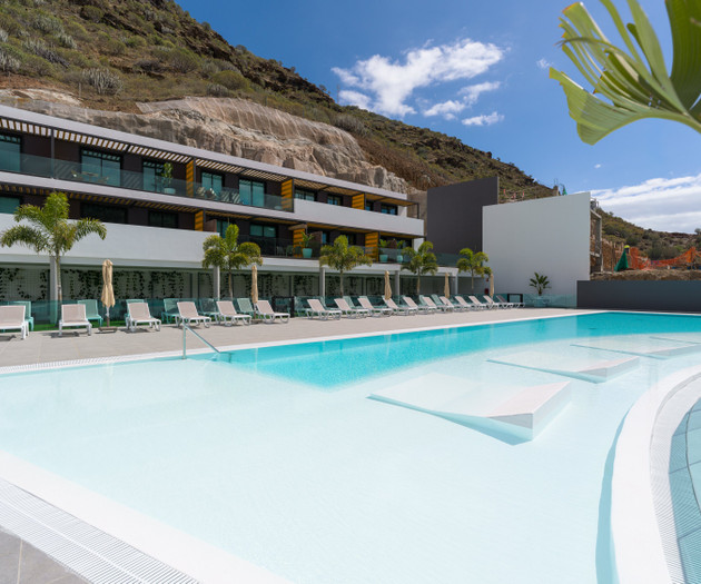 Pool with mountain backdrop
