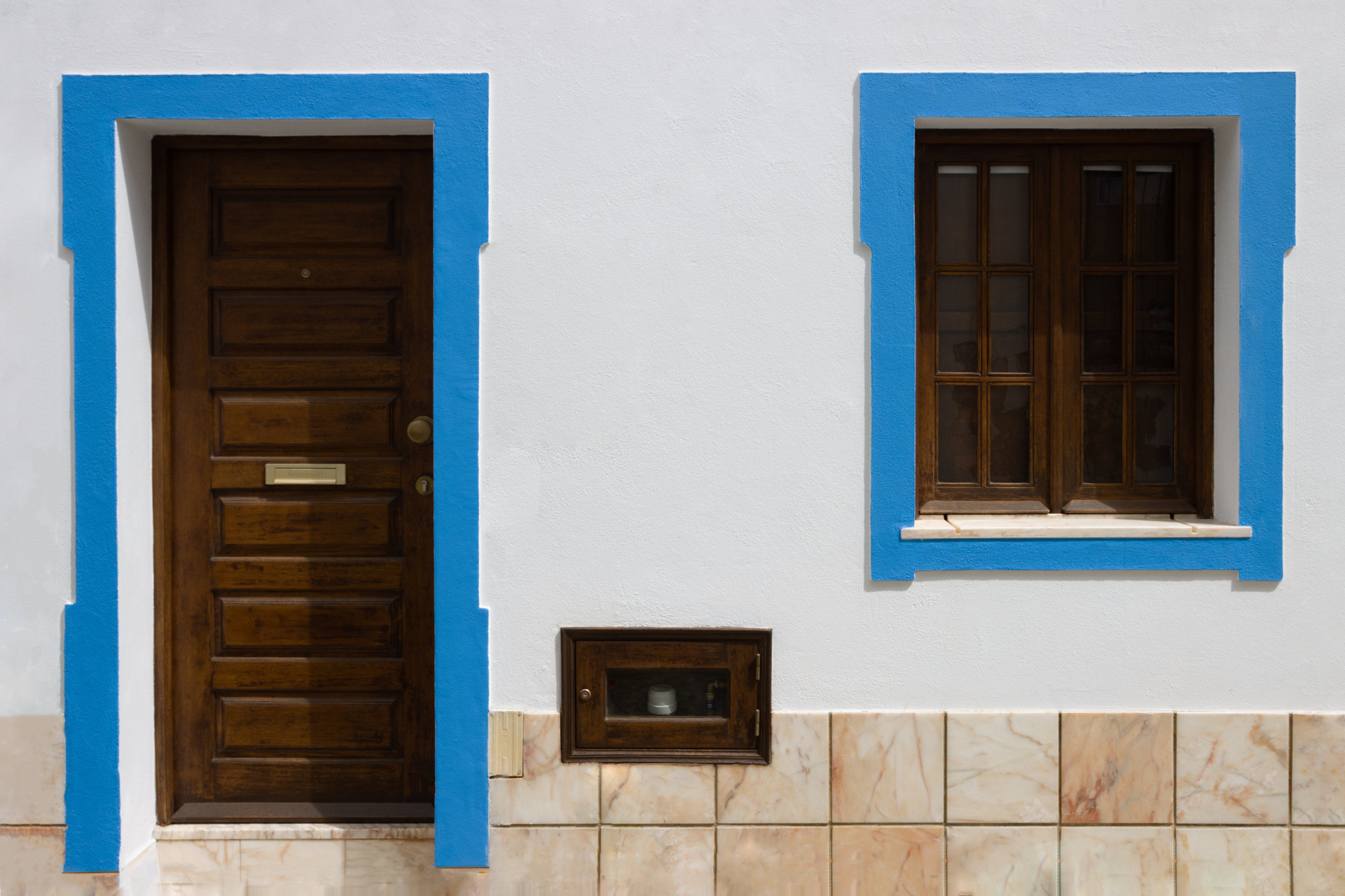 Blue-framed door and window