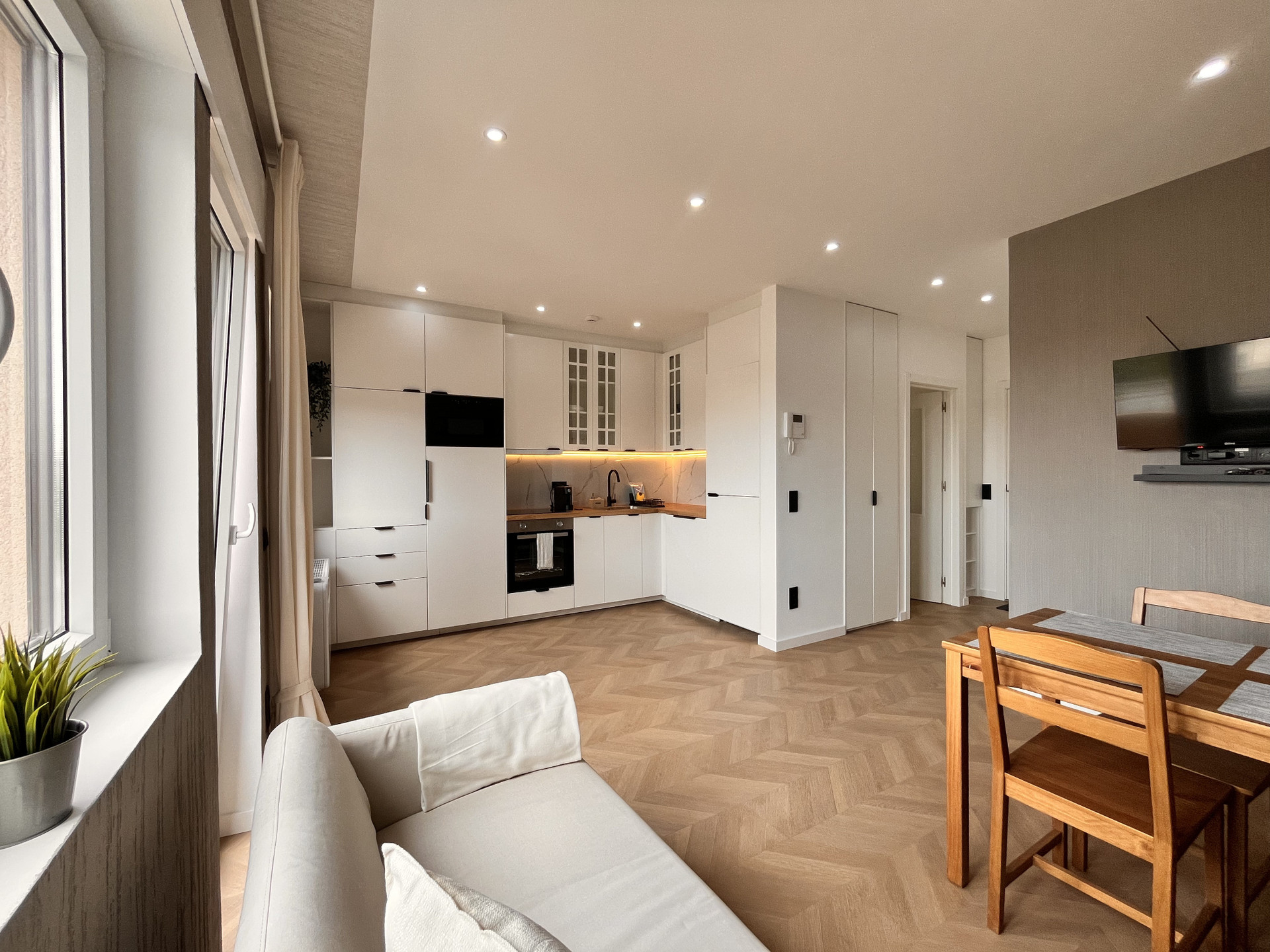 Living room with sofa and tv box over 800 channels