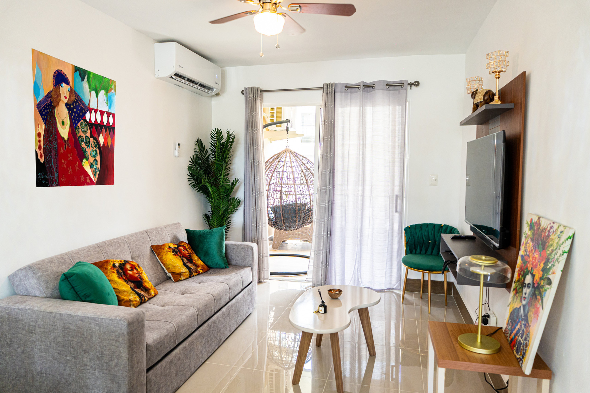 Living room with sofa and balcony