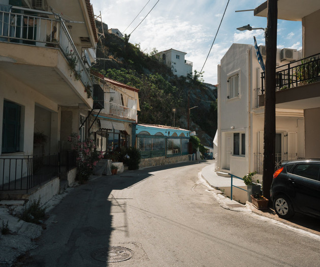 Narrow village street view