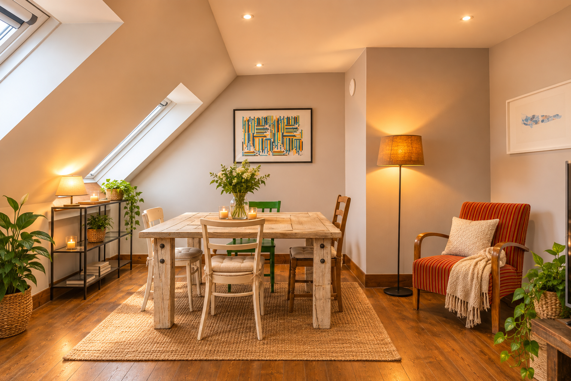 Cozy dining nook with armchair