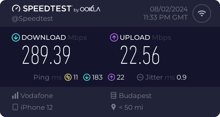 Speedtest.net result