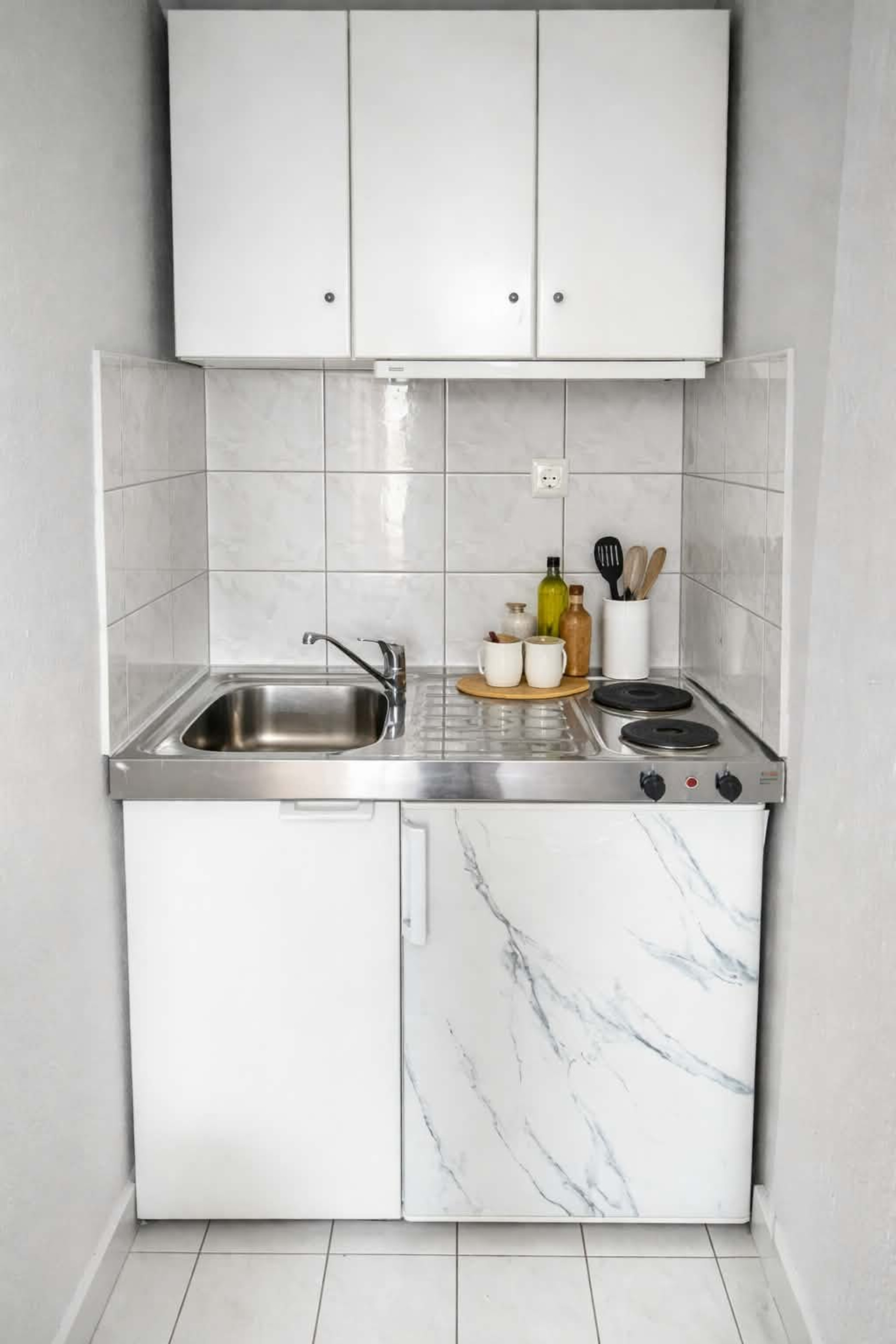 Compact kitchenette with stove