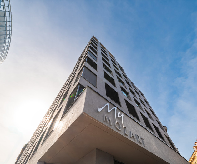 Building exterior with logo