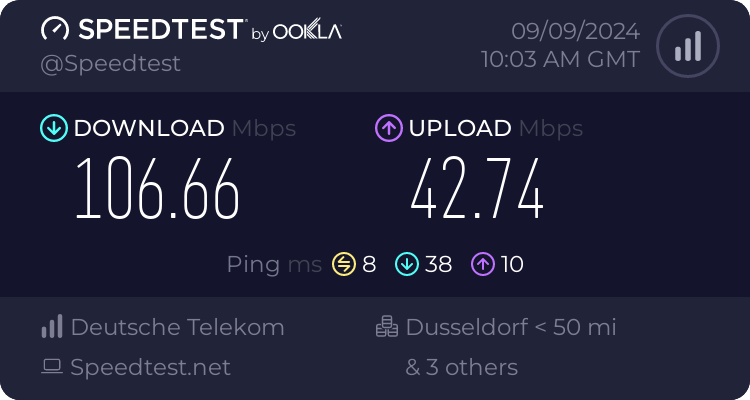 Speedtest.net result