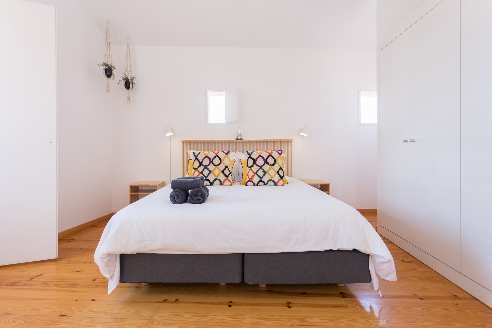 Bright master bedroom double bed