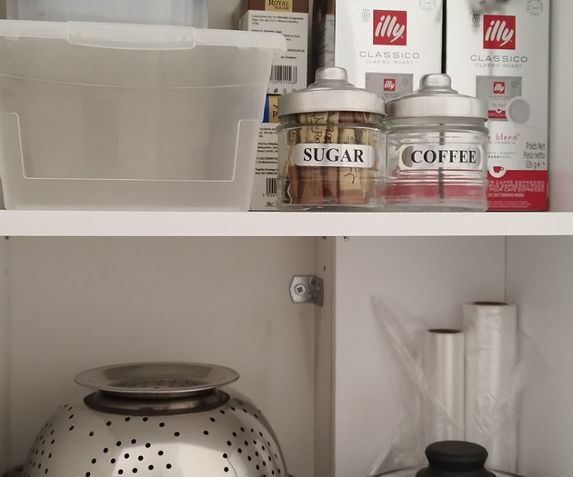 Pantry shelf with pots