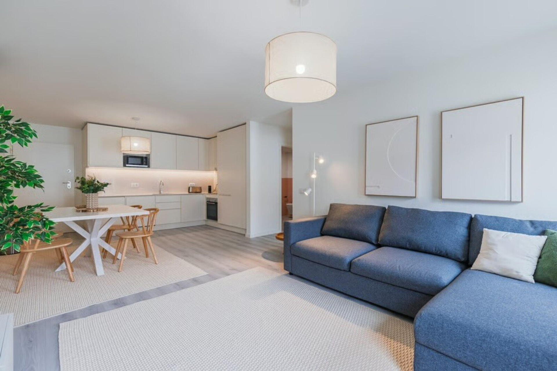 Open living and dining area
