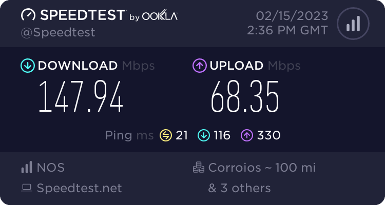 Speedtest.net result