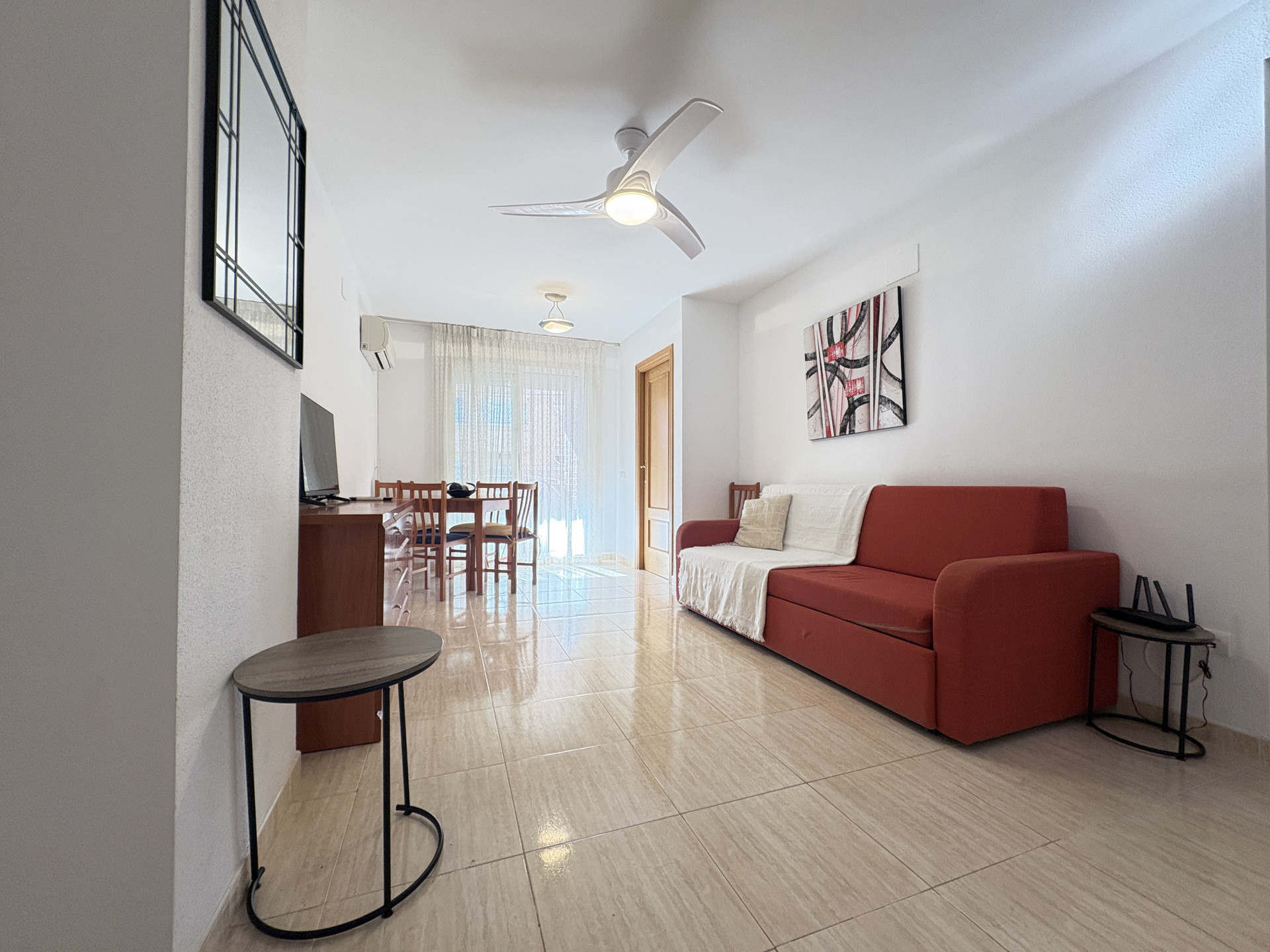 Living room with sofa and dining