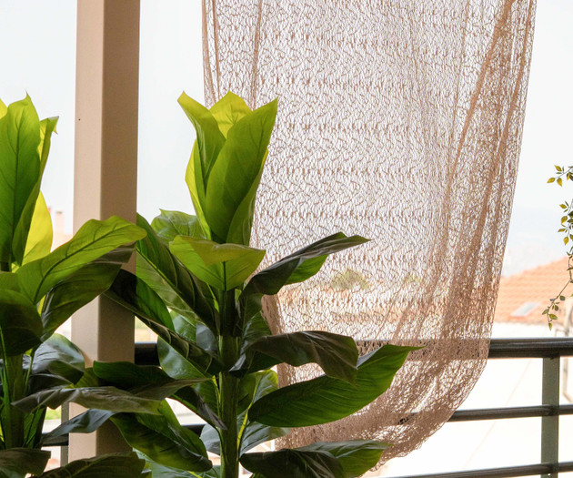 Balcony plants and curtain